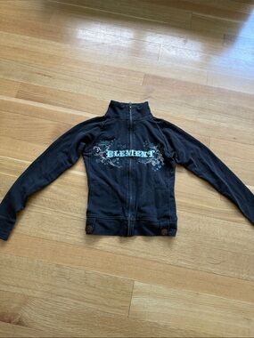Element Black Zip Sweater with Teal Logo